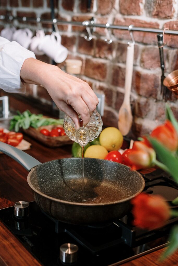 Chef creating dish. Indoor adult activities