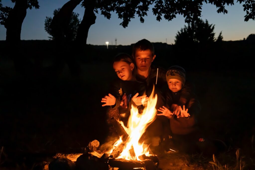 Family campfire night