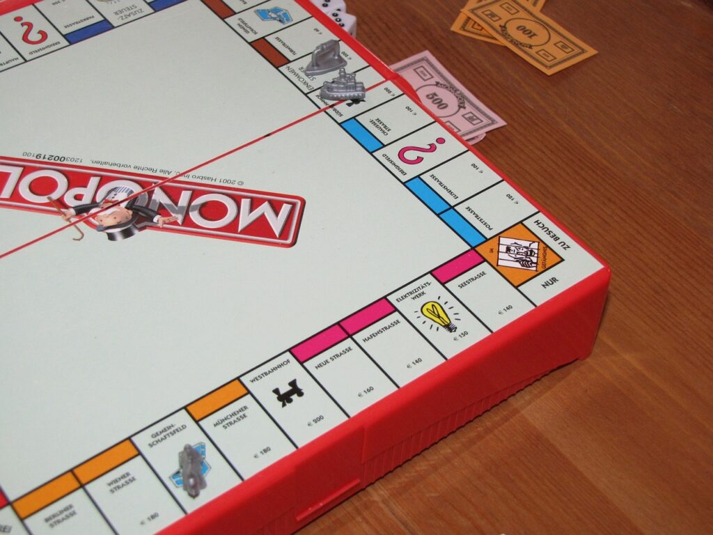 Monopoly game. Indoor activities for adults