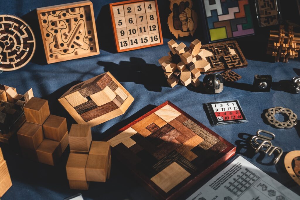 Assorted puzzles, games