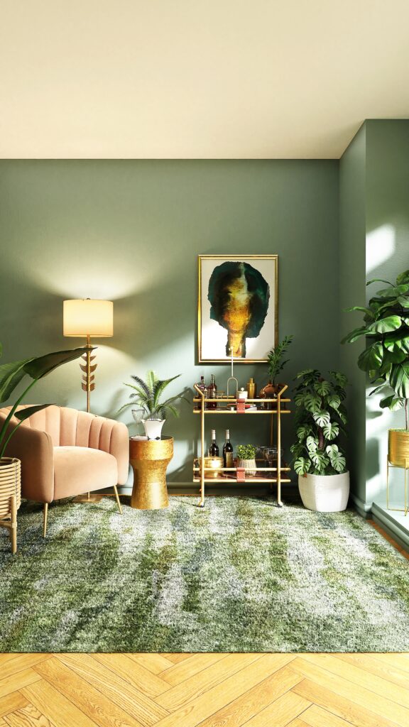 Green wall biophilic interior design