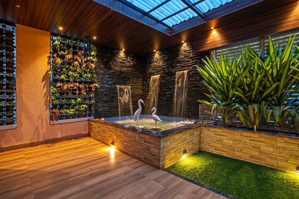 Indoor water feature biophilic design