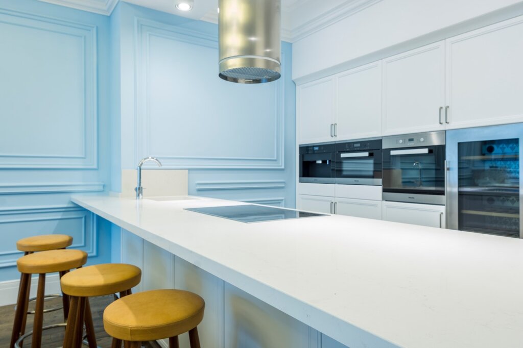 Kitchen minimalism aesthetic light blue